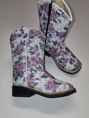 Old West Toddler Girls' Flower Girl Western Boots Square Toe size 7D New